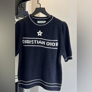 Christian Dior Short-Sleeved Navy Blue Sweater